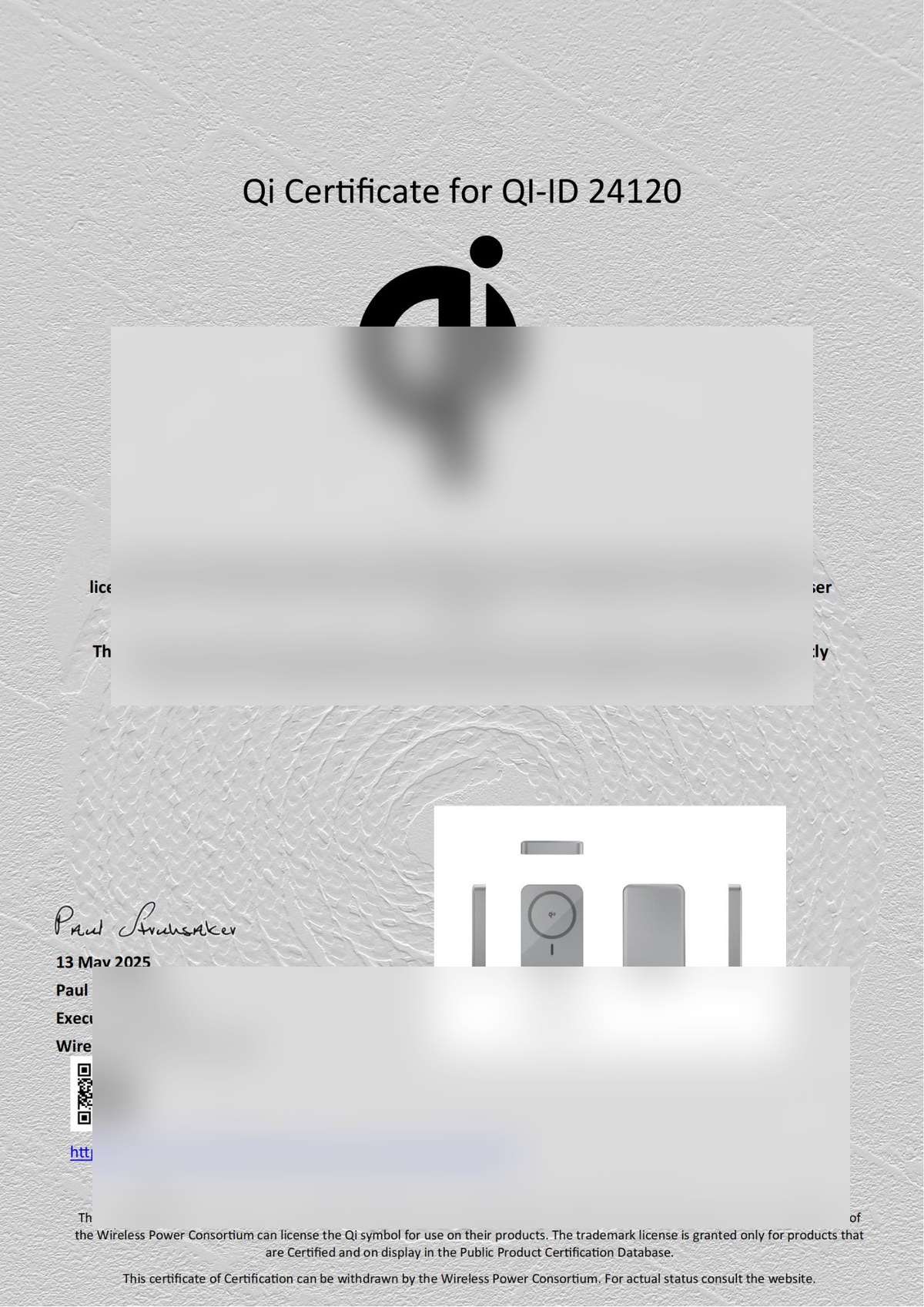 Qi2 certificate preview